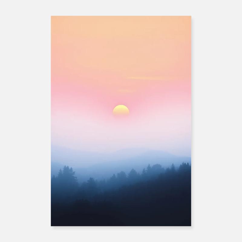 Coucher de soleil coloré en automne Poster 40 x 60 cm