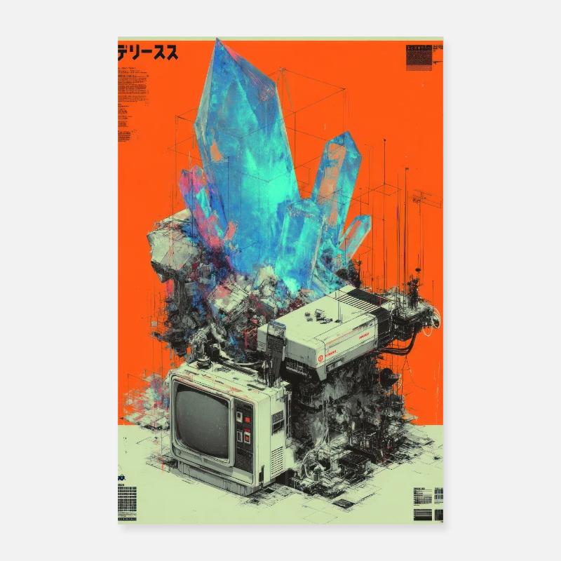 Fusion de cristaux Retro Tech Poster 40 x 60 cm