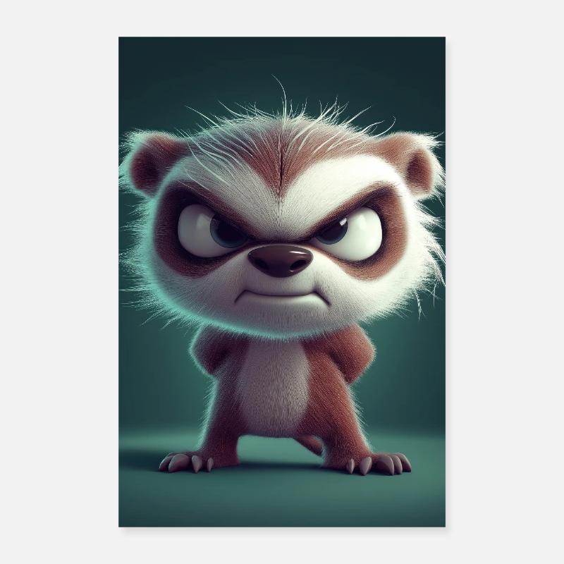 Grumpy Cartoon Sloth Attitude Poster 16" x 24" (40x60 cm)