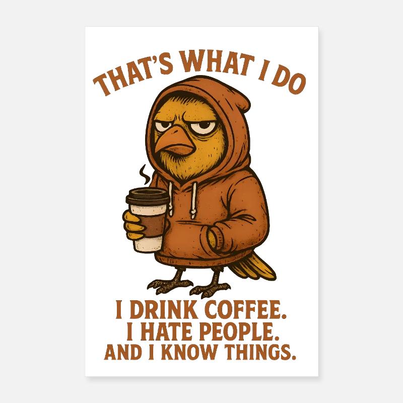 I hate people coffee early bird Poster 16" x 24" (40x60 cm)