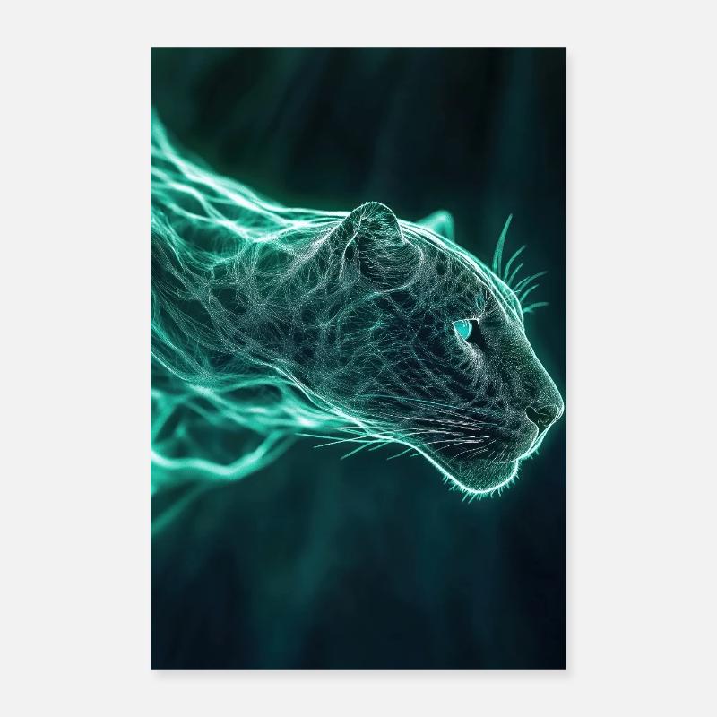Neonfarbene Jaguar-Geistform Poster 40x60 cm