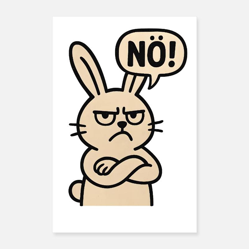 Déclaration Lapin Non Humour Juste Non Poster 40 x 60 cm