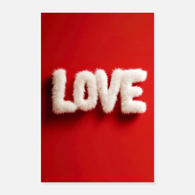 Furry LOVE on Red Background Poster 16" x 24" (40x60 cm)