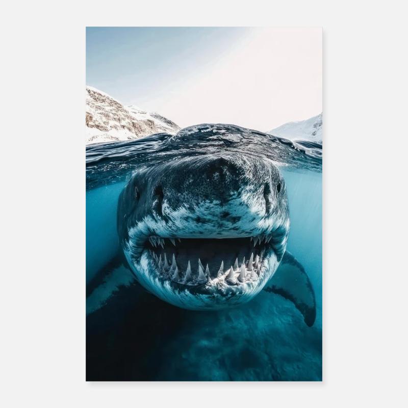 Mega Shark Close-Up Encounter Poster 16" x 24" (40x60 cm)