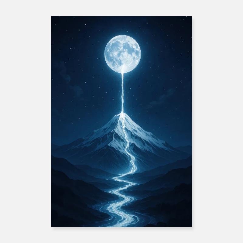 Fleuve de lumière de la lune Poster 40 x 60 cm