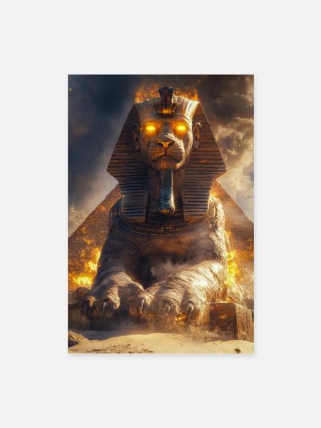 Erweckte Sphinx des Feuers - Poster 40x60 cm - Weiß