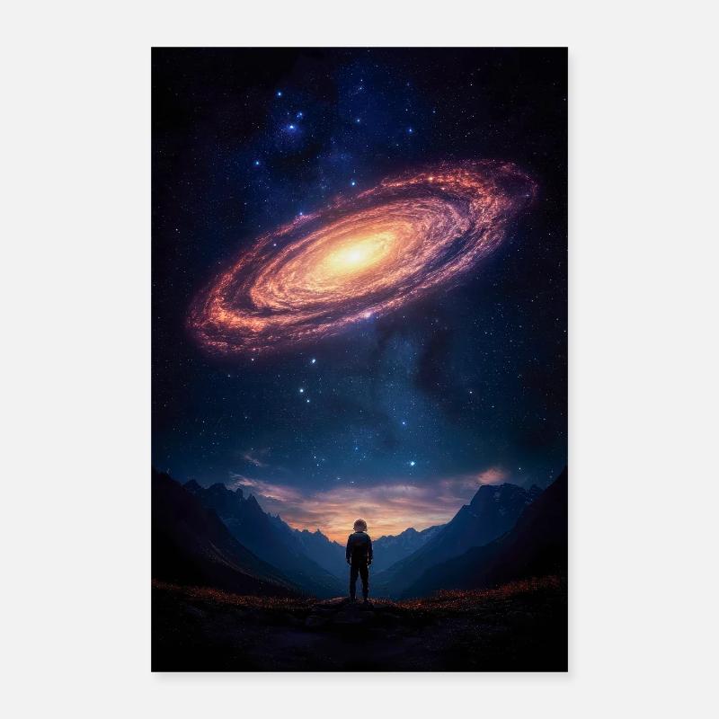 Sternengucker unter einer kosmischen Spirale Poster 40x60 cm