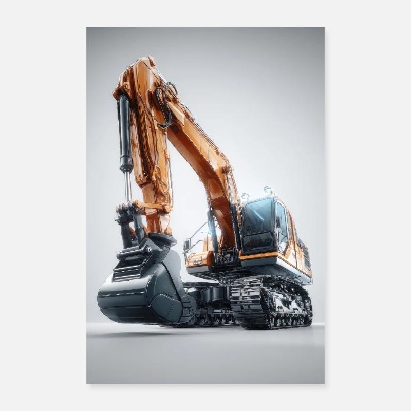 Powerful Excavator Machine Poster 16" x 24" (40x60 cm)