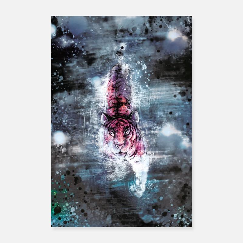 Floating Tiger Poster Poster 16" x 24" (40x60 cm)
