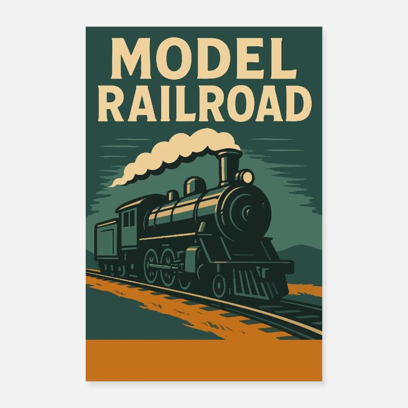 Modellbahn Zug Illustration Poster 40x60 cm