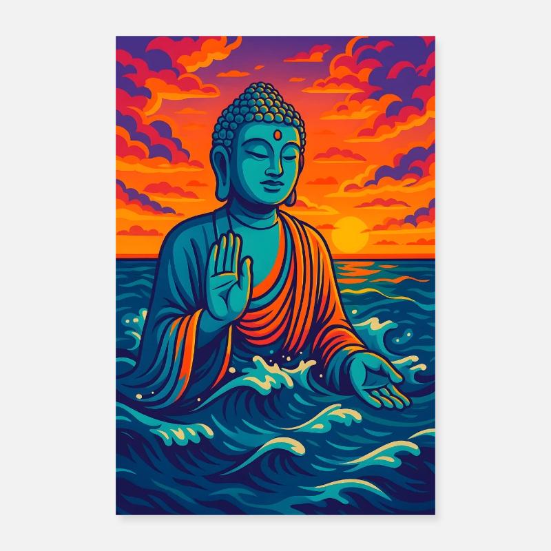 Serene Buddha by Sunset Poster 16" x 24" (40x60 cm)
