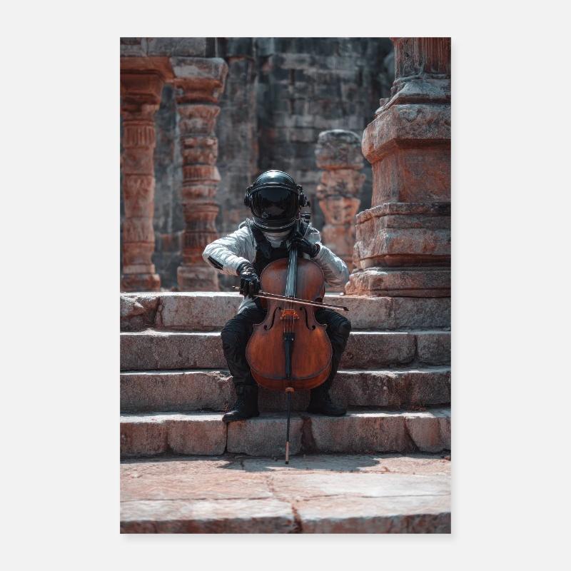 Cosmic Astronaut Playing Cello Poster 16" x 24" (40x60 cm)