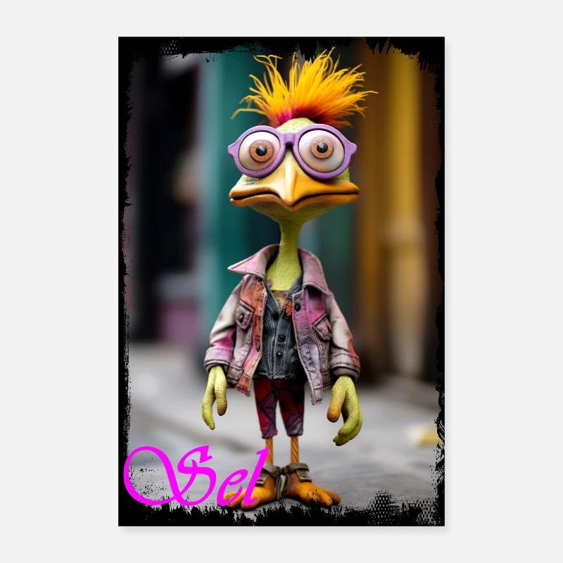 Ausgezeichneter Vogel Puppe mit Nerd-Style Poster 40x60 cm