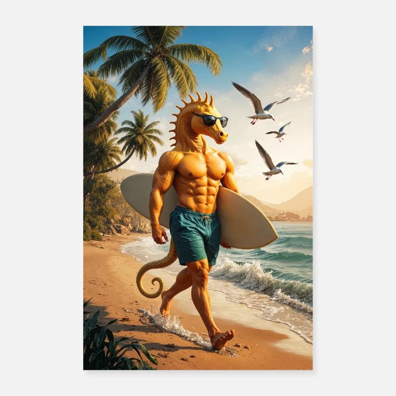 Surfer Humanoides Seepferdchen Poster 40x60 cm