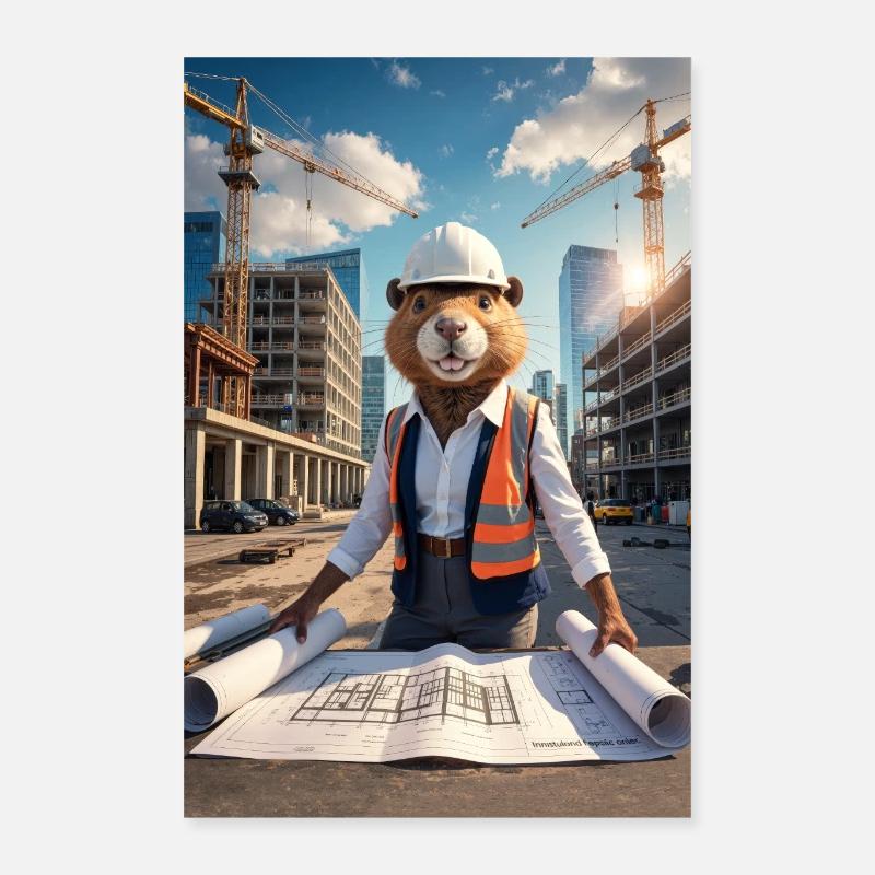 Humanoider Biber-Architekt Poster 40x60 cm