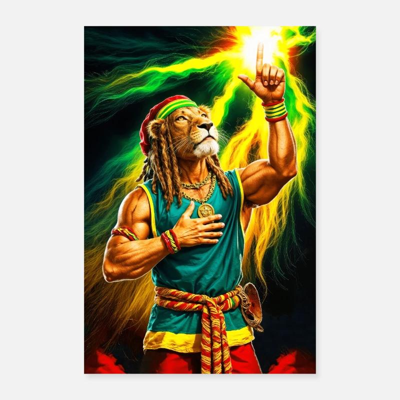 Rastafarian Humanoid Lion Poster 16" x 24" (40x60 cm)