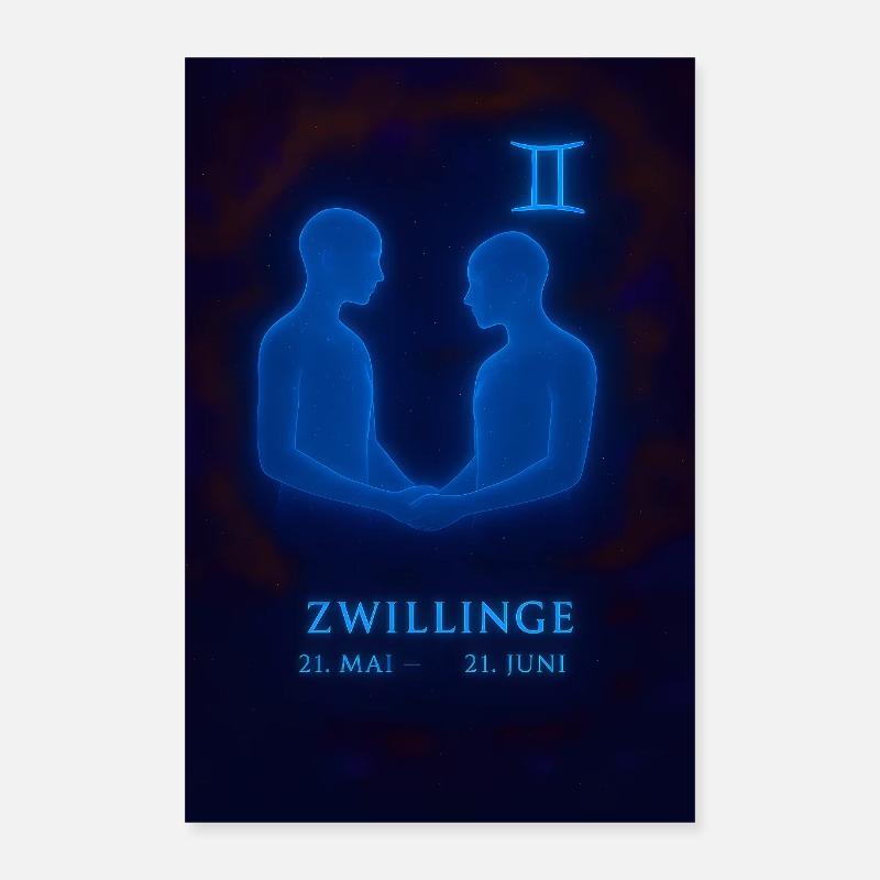 Zwillinge 21.05. – 21.06. Astrologie Design Poster 40x60 cm