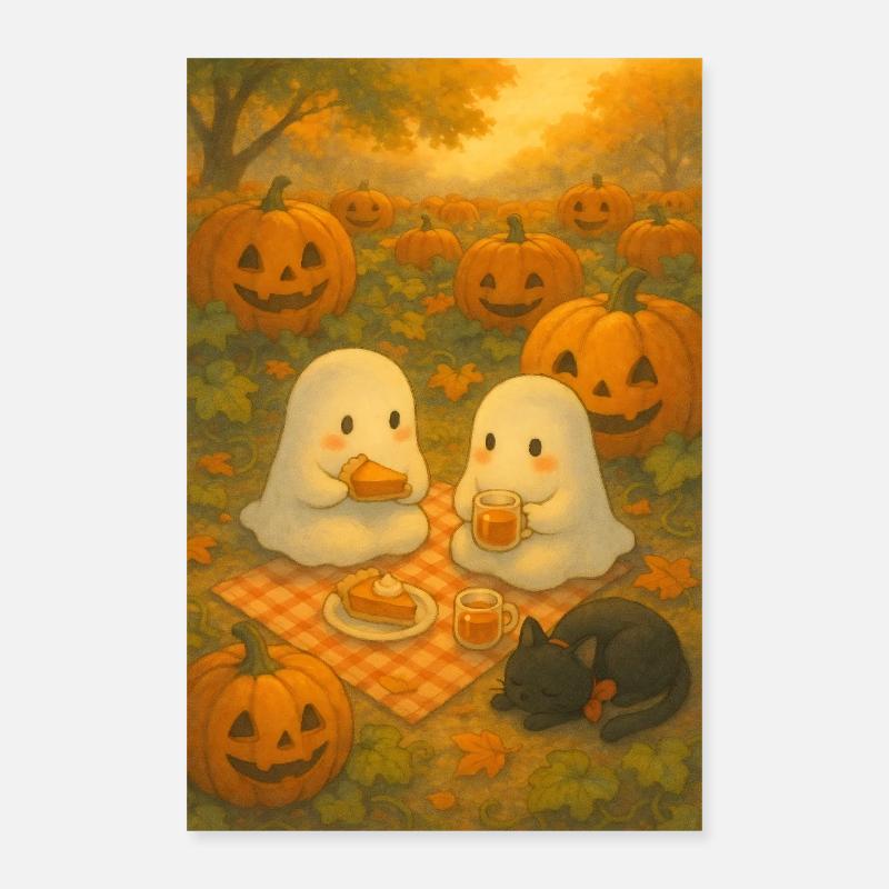 Herbst Picknick mit Geistern Poster 40x60 cm
