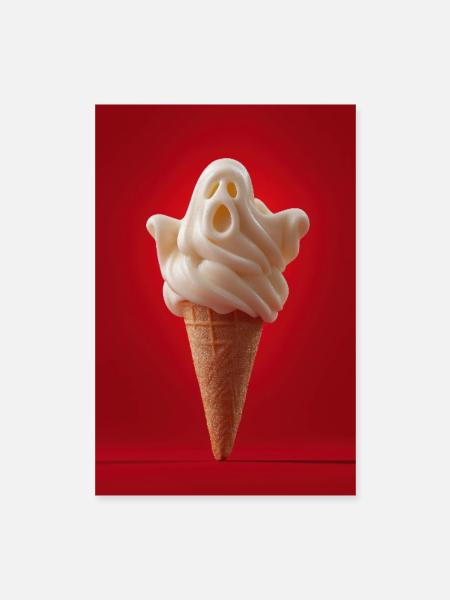 Spooky Ghost IceCream Cone - Poster 16" x 24" (40x60 cm) - white - Front