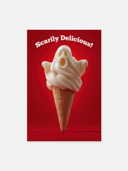 Ghost IceCream Effrayant - Poster 40 x 60 cm - blanc - Devant