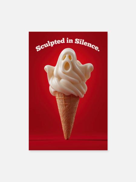 Ghost IceCream Silence Sculpté - Poster 40 x 60 cm - blanc - Devant