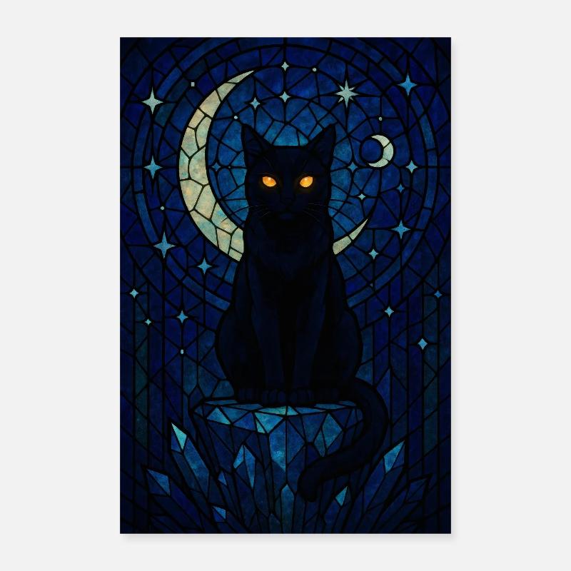 Moonlit Night Cat Magic Poster 16" x 24" (40x60 cm)
