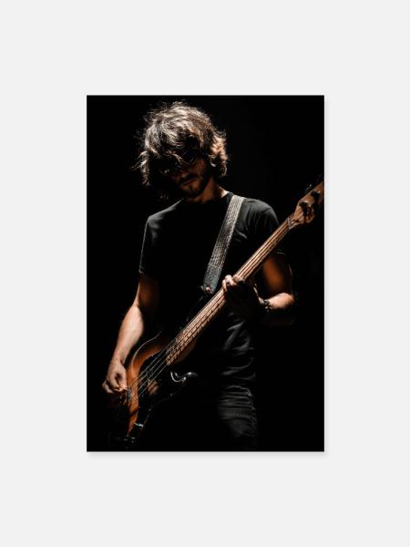 Midnight Bassiste dans l’ombre - Poster 40 x 60 cm - blanc - Devant