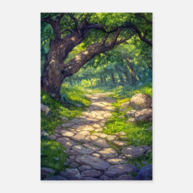 Illustration einer Waldlandschaft Poster 40x60 cm