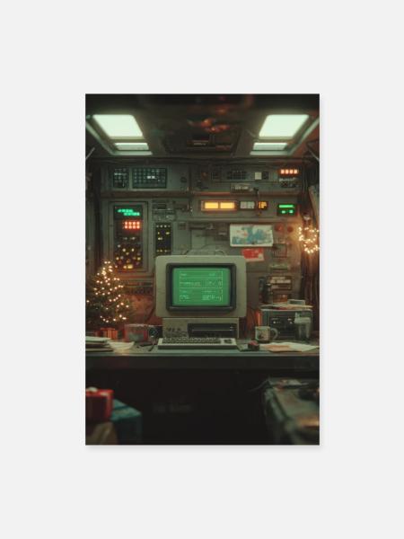 Console d’ordinateur rétro Holiday Glow - Poster 40 x 60 cm - blanc - Devant