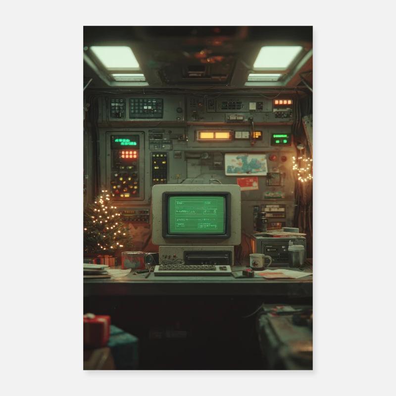 Retro Computer Console Holiday Glow Poster 16" x 24" (40x60 cm)