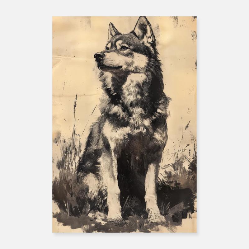 Illustration eines Wolfes Poster 40x60 cm