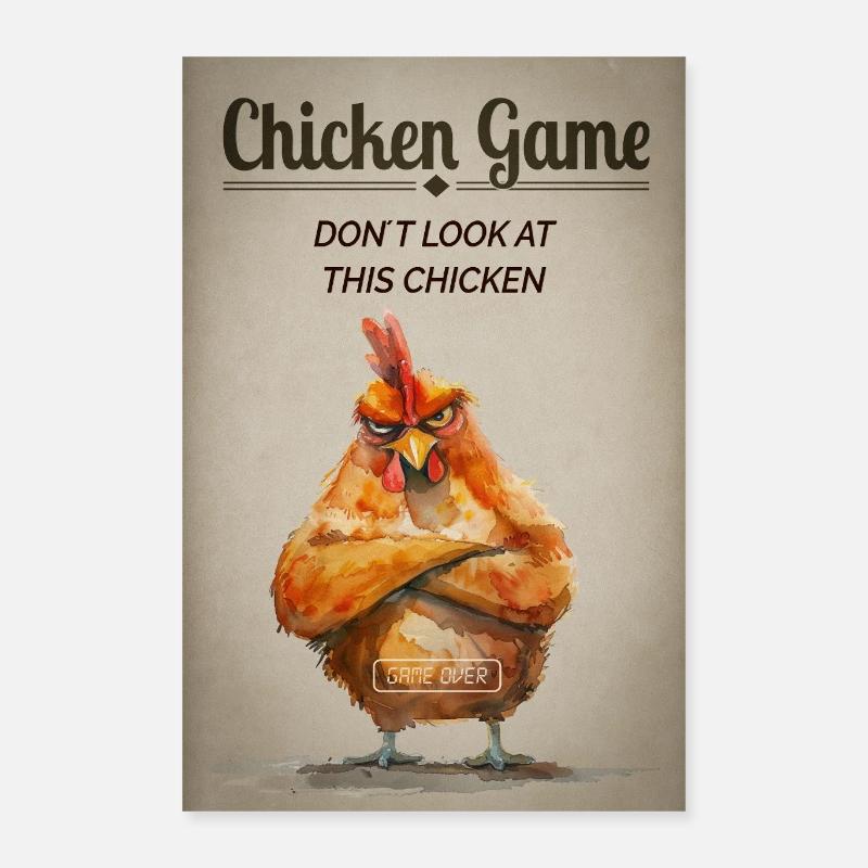 Funny Chicken Game - Ne regardez pas ce poulet Poster 40 x 60 cm