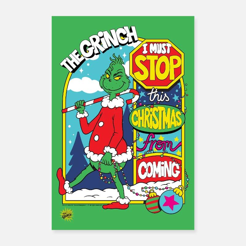 Der Grinch Mit Spruch Stop This Christmas - Poster 40x60 cm - Weiß
