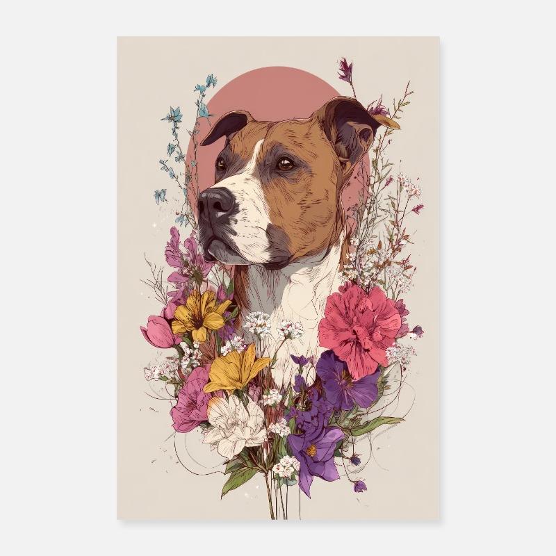 Floral Hound in Bloom Poster 16" x 24" (40x60 cm)