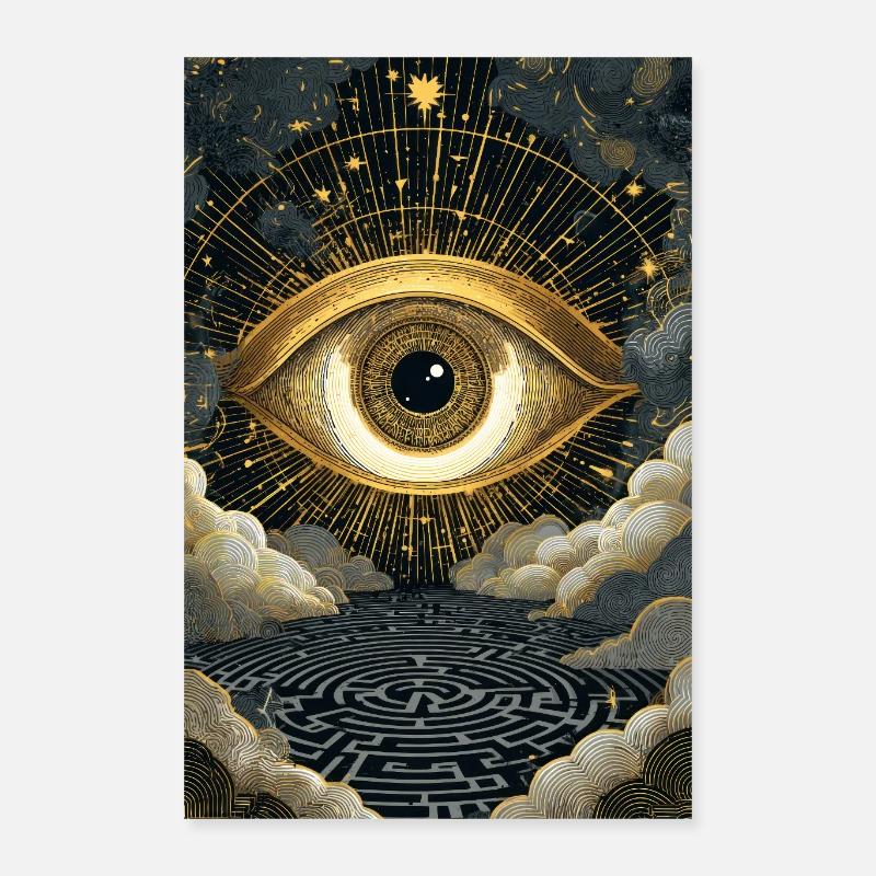 Œil d’Or au-dessus du Labyrinthe Cosmique Poster 40 x 60 cm