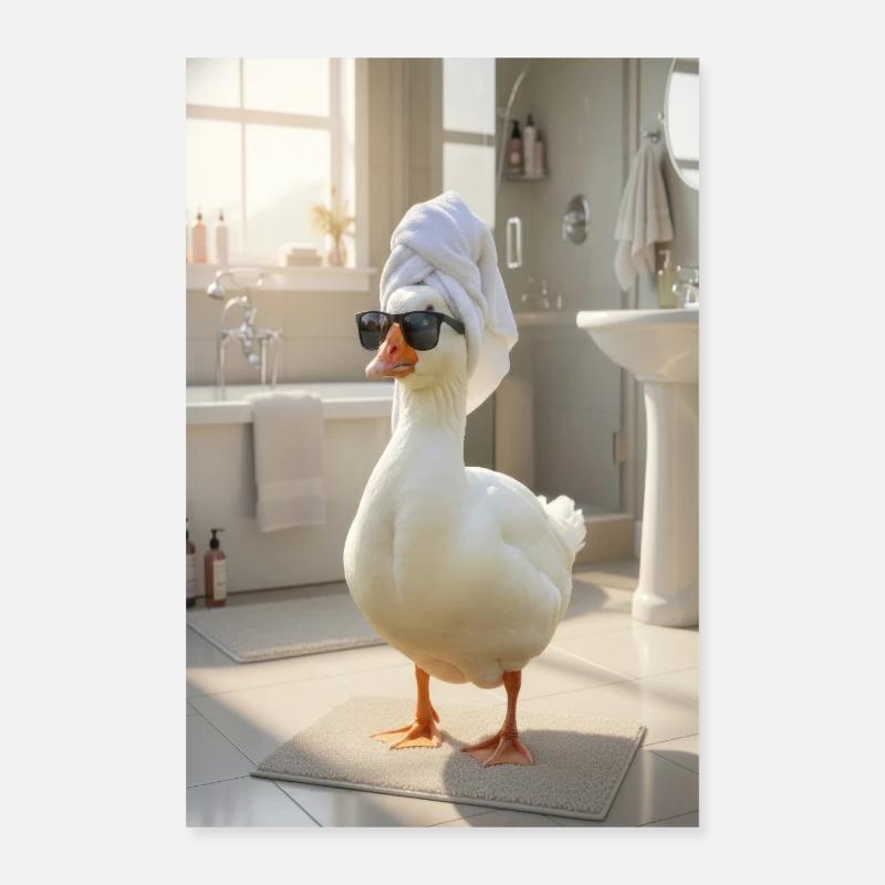 Spa Duck in Towel Turban Poster 16" x 24" (40x60 cm)