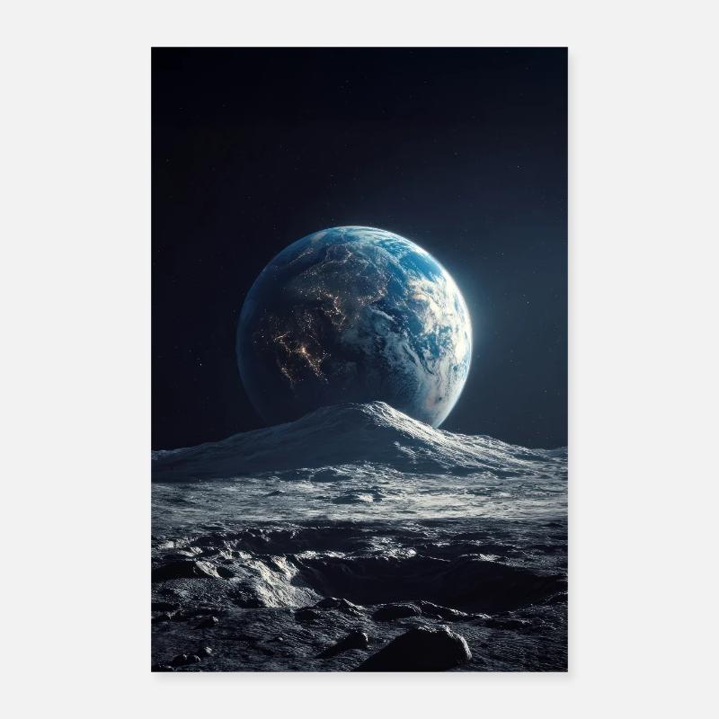 Lever de la Terre sur la Lune Gelée Poster 40 x 60 cm