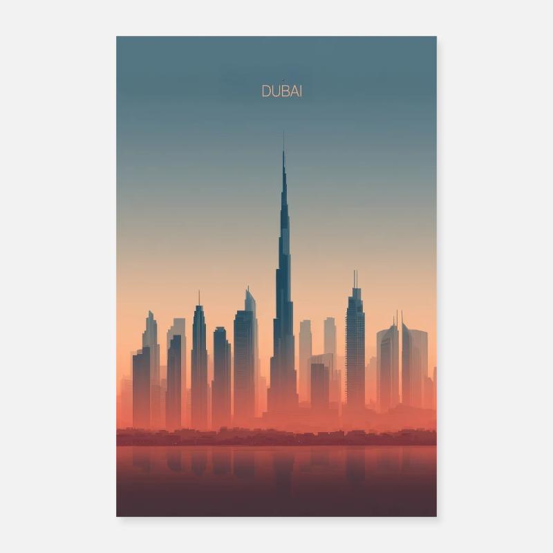 Dubai Skyline in Pastellfarben Poster 40x60 cm
