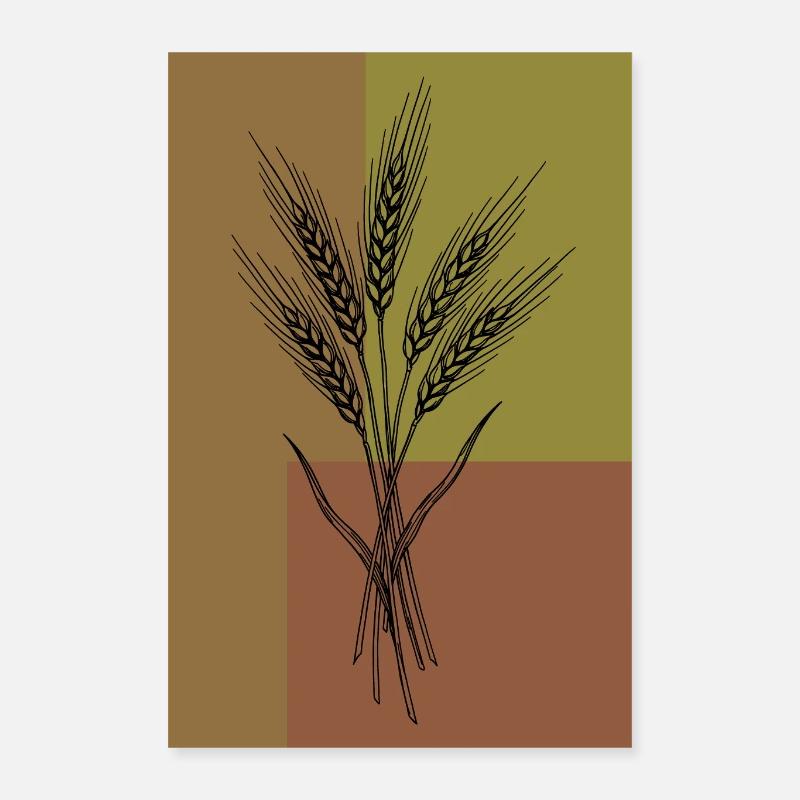 Wheat Ears Line Art – Botanical Design Poster 16" x 24" (40x60 cm)