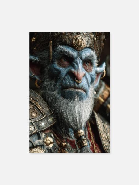 Orkkönig in kunstvoller Rüstung - Poster 40x60 cm - Weiß - Vorne