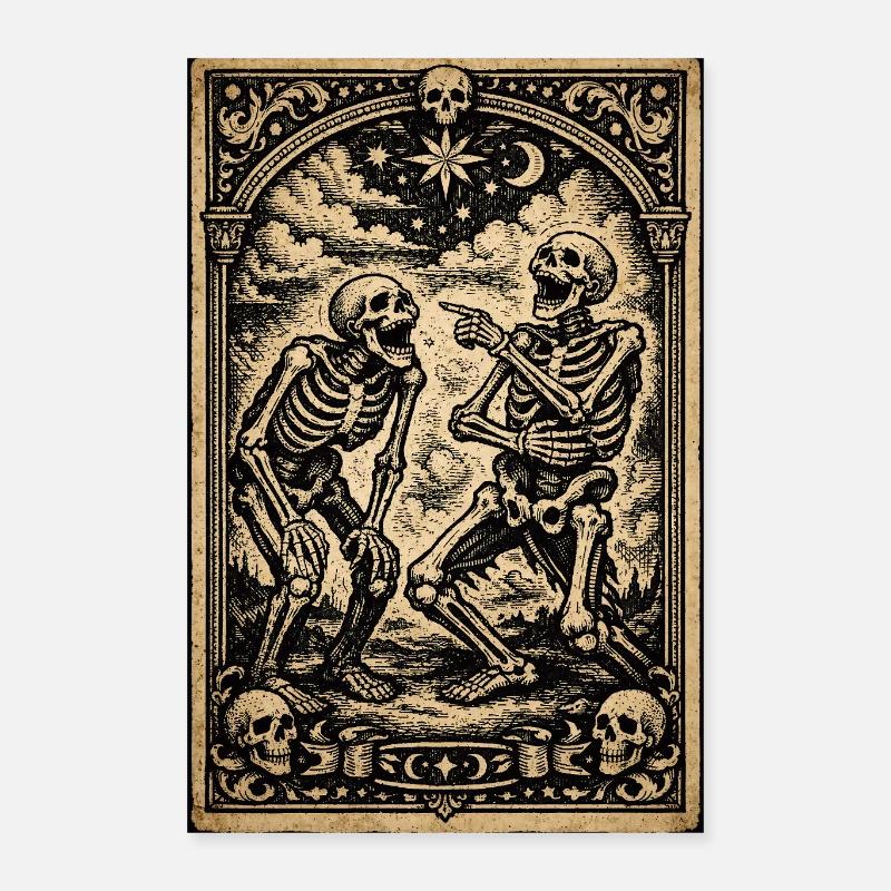 Skeleton Serenade Under Stars Poster 16" x 24" (40x60 cm)