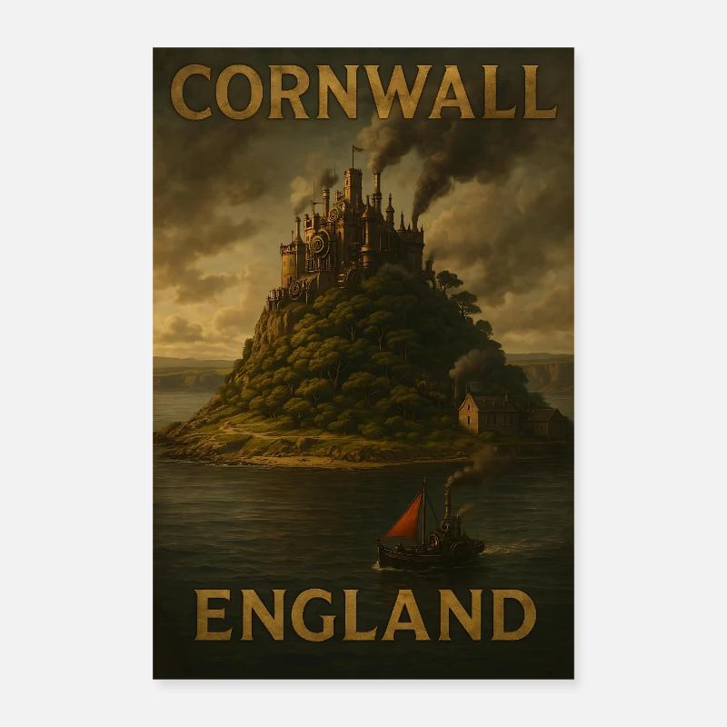 Cornwall Angleterre – Affiche de voyage Steampunk Poster 40 x 60 cm