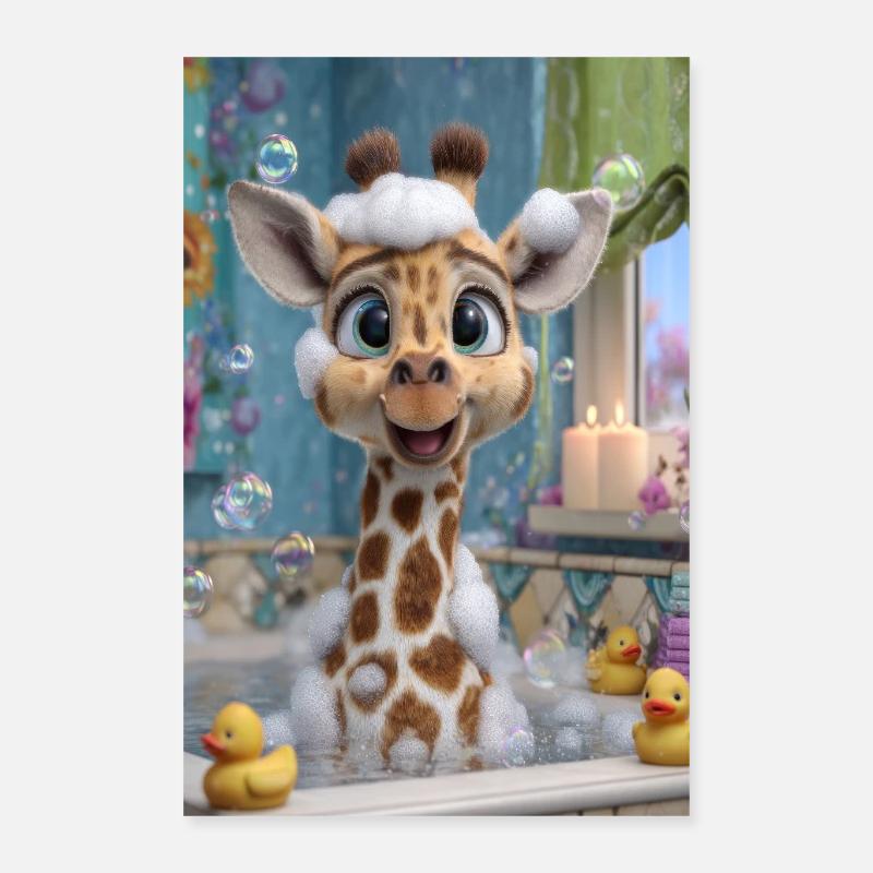 Schaumbad-Giraffen-Zauber Poster 40x60 cm