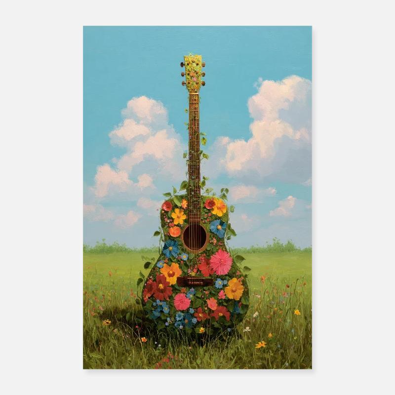 Blumengitarre in Meadow Poster 40x60 cm
