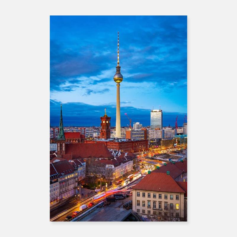 Berlin Skyline Evening Light Poster 16" x 24" (40x60 cm)