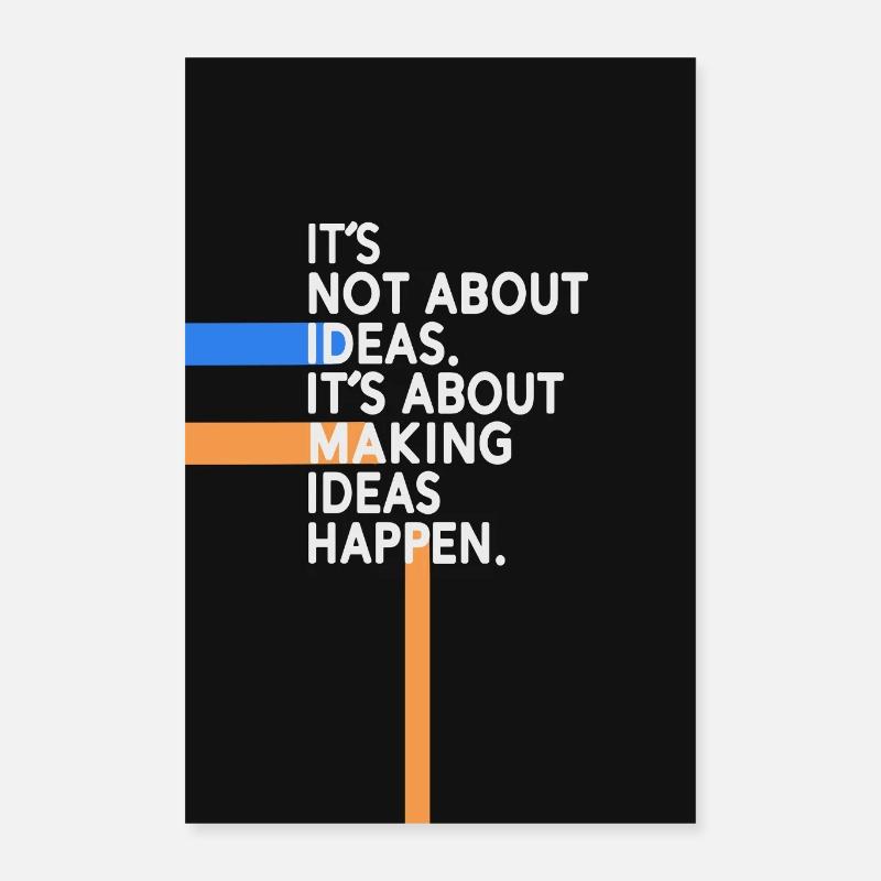 Ideas Happen – Dark Minimal Typography Poster 16" x 24" (40x60 cm)