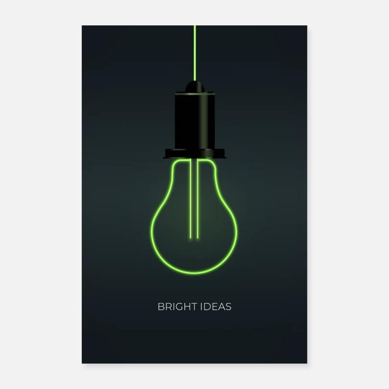 Bright Ideas – Neon Light Bulb Design Poster 16" x 24" (40x60 cm)