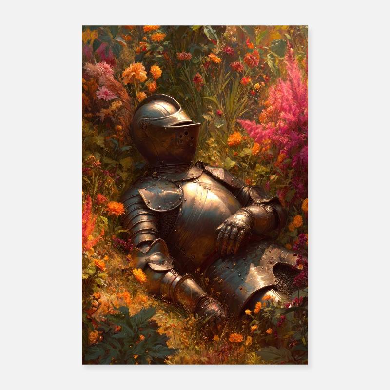 Ritter im Blumengarten Poster 40x60 cm