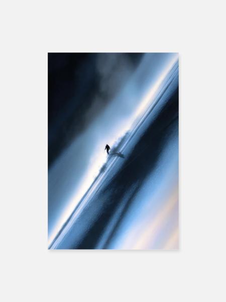Blue Diagonal Snow Rider - Poster 16" x 24" (40x60 cm) - white - Front