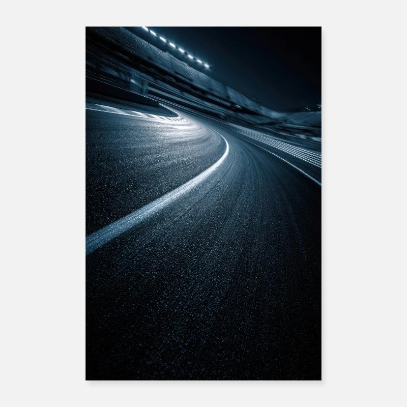 Neonkurve Mitternachtsstraße Poster 40x60 cm